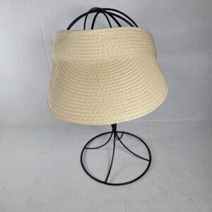 J.Crew Packable Straw Visor Velcro Closure Summer Resort Tennis Golf Hat OS